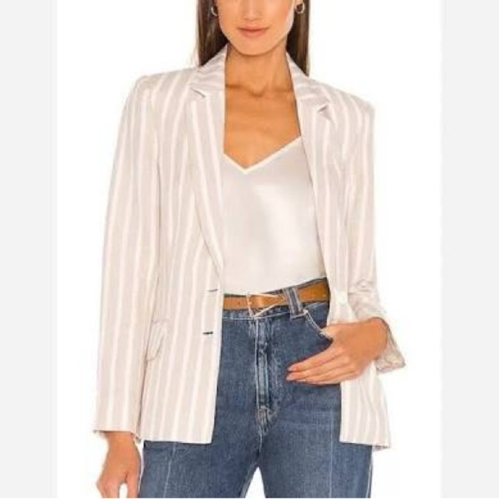 L'AGENCE Cream and White Striped Blazer Size 2